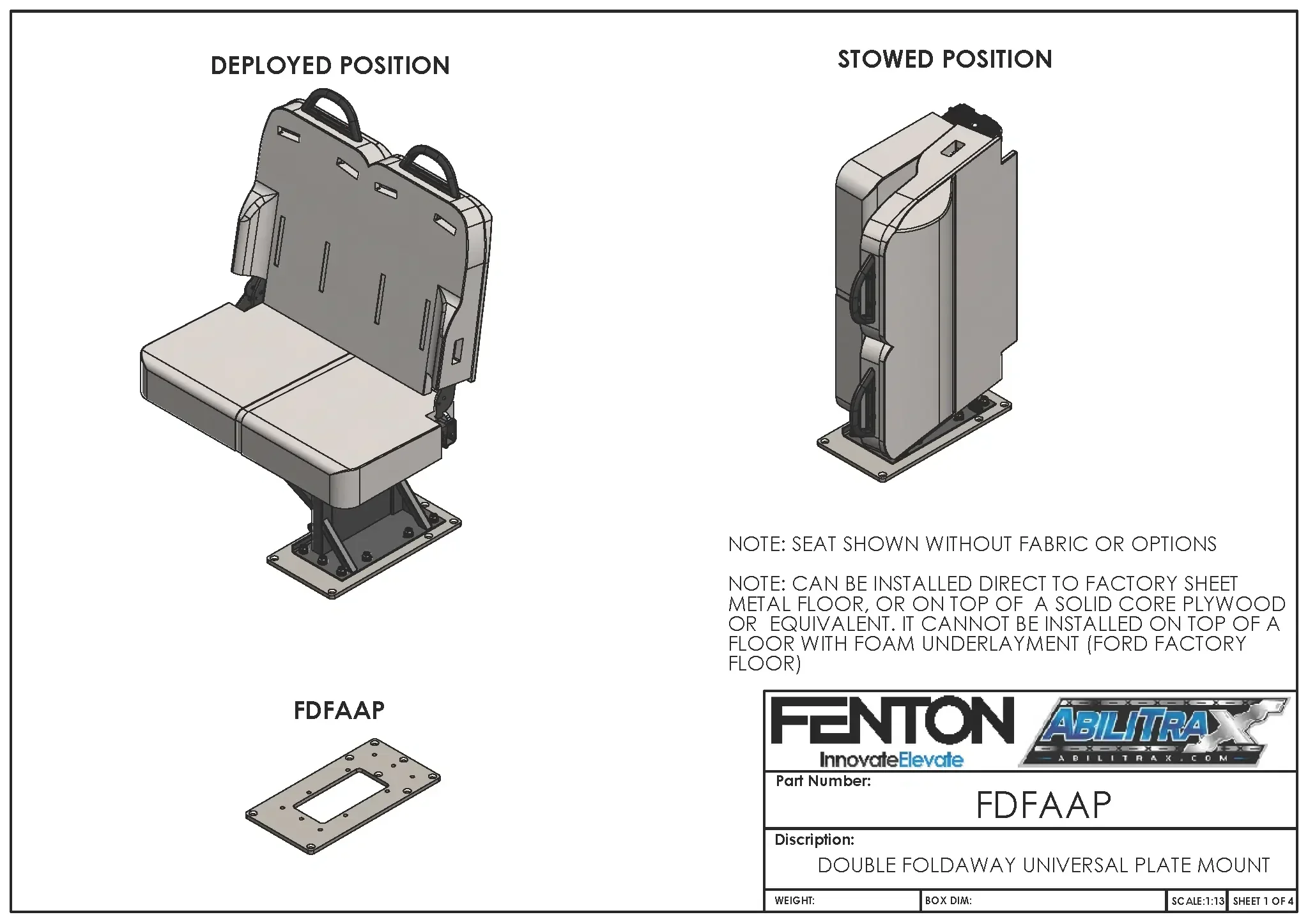 FENTON Double FoldAway Kit with Freedman Bellagio 3PT Seat (Streetside) and Fenton Mounting Plate - Image 5